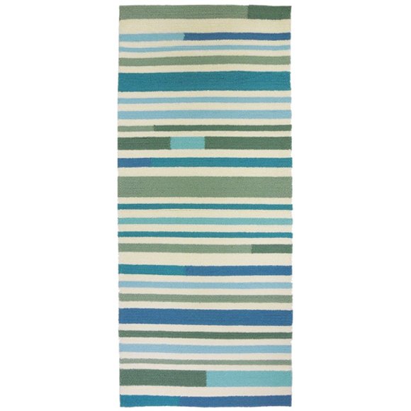 AQUA-BLUE AND SAGE RUNNER RUG - Picture 3 of 4